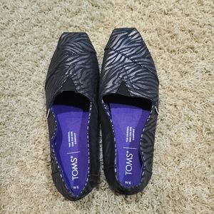 Toms Shimmer Black Shoes sz W6